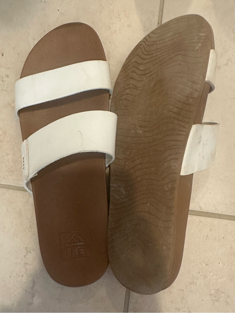 Reef White Double-Strap Slide Sandals for Women